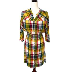 Woolrich Plaid Long Sleeve Wool Blend Dress Size M